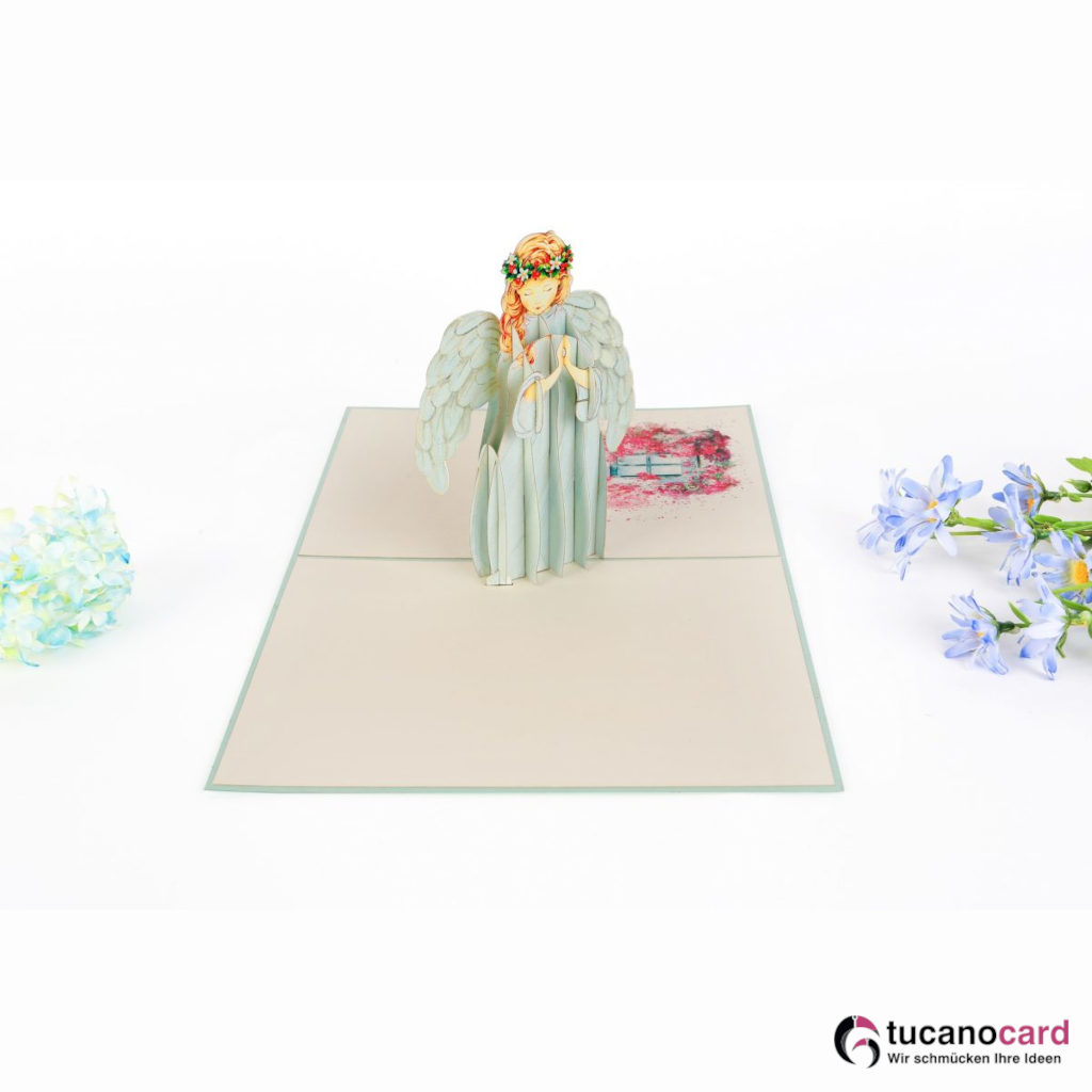 Engel - Kartenfarbe Grün - 15 x 20 cm