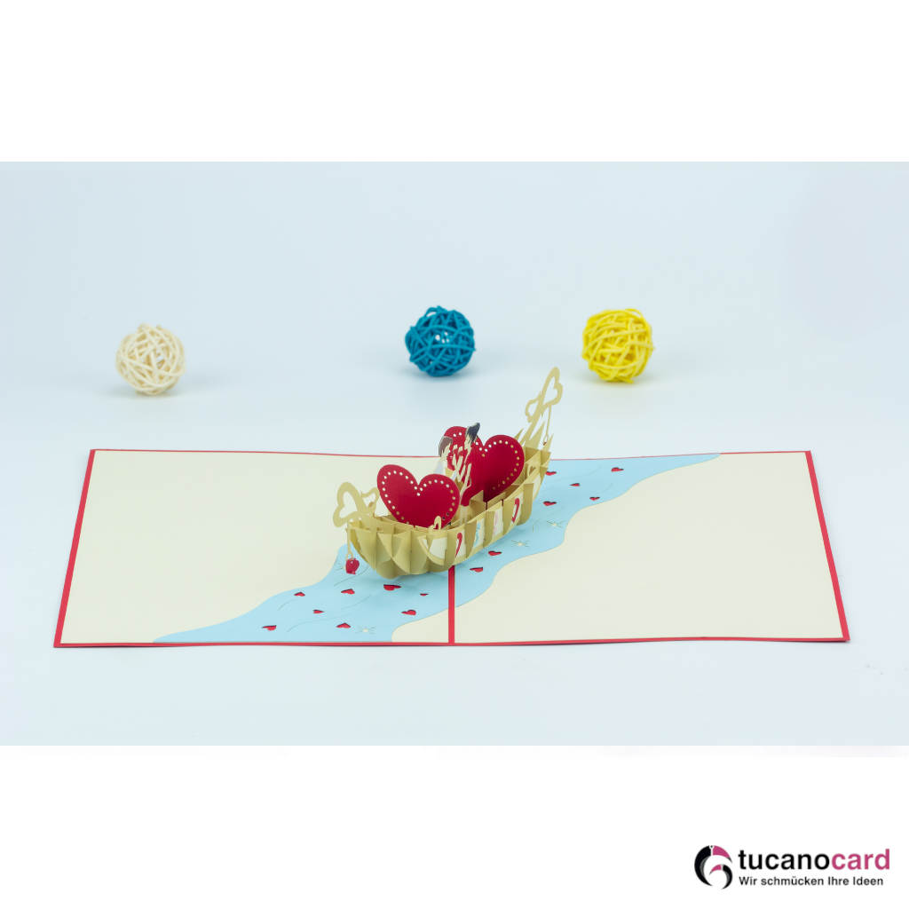 Liebesgondel - Kartenfarbe Rot - 15 x 20 cm