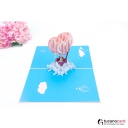 Paar im Heißluftballon - Kartenfarbe Rosa  - 15 x 20 cm