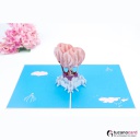 Paar im Heißluftballon - Kartenfarbe Rosa  - 15 x 20 cm