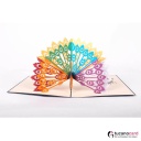 Bunter Pfau - Kartenfarbe Blau - 15 x 20 cm