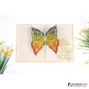 Bunter Schmetterling - Kartenfarbe Gold - 15 x 20 cm
