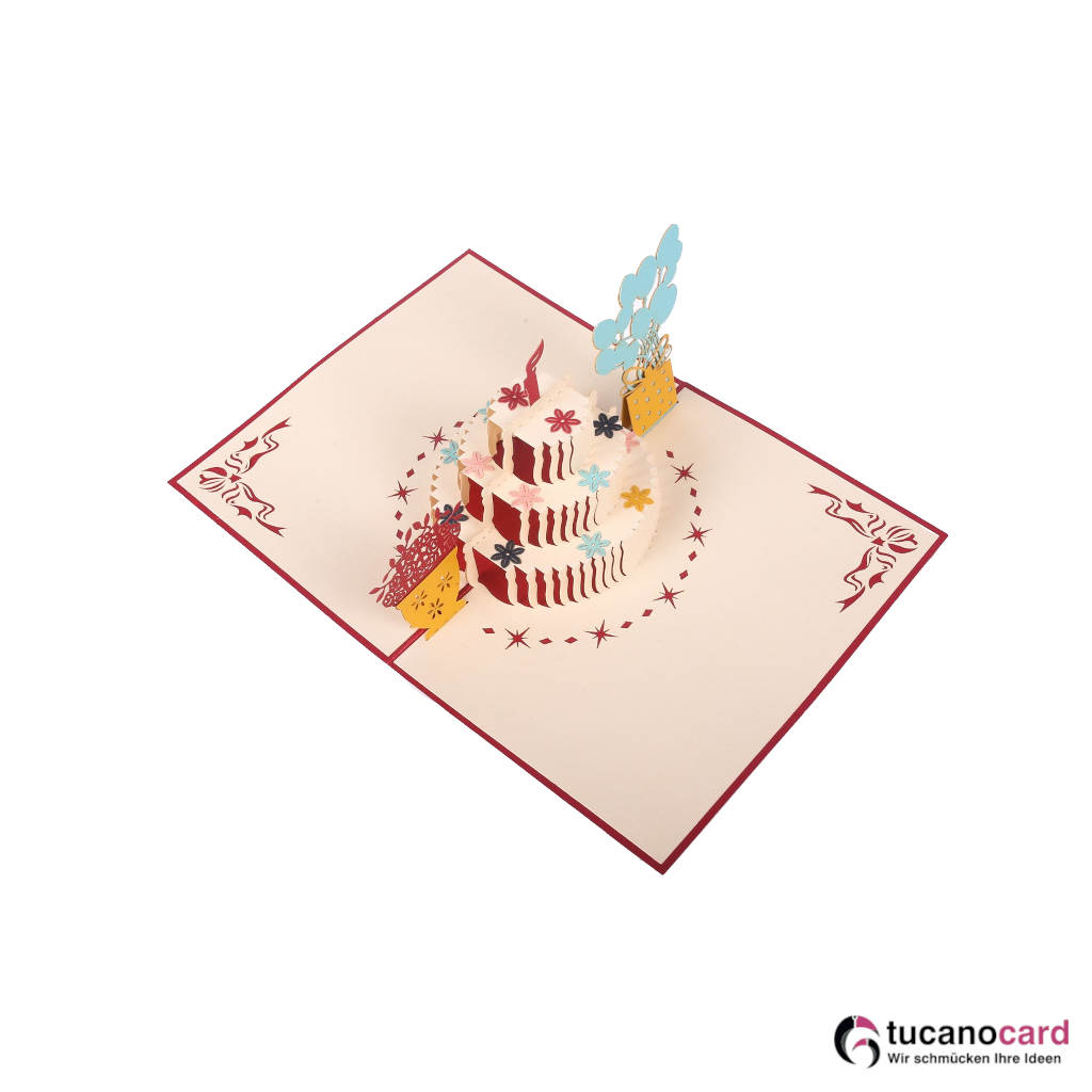 Geburtstagstorte - Kartenfarbe Rot - 12 x 17 cm