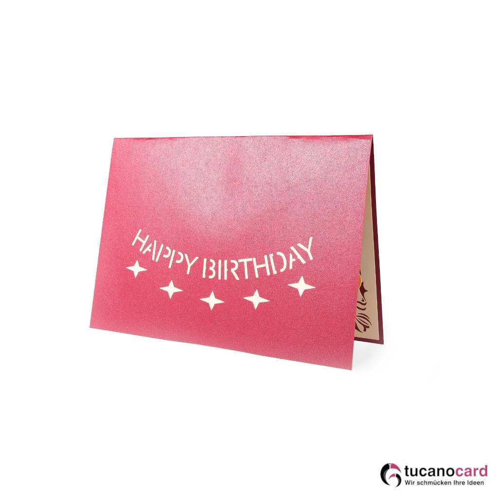 Geburtstagstorte - Kartenfarbe Rot - 12 x 17 cm