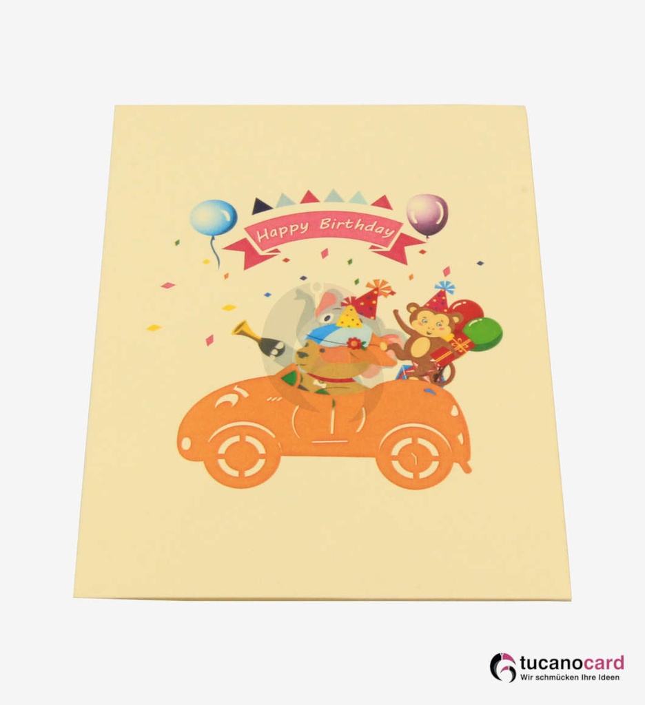 Tiere im Auto - Beige - 13 x 18 cm