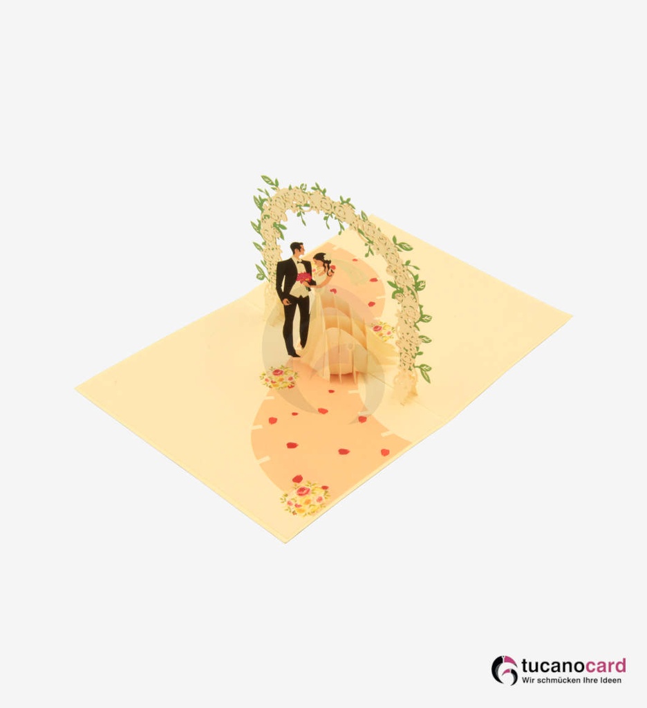 Pärchen unter Blumenkranz - Beige - 15 x 20 cm