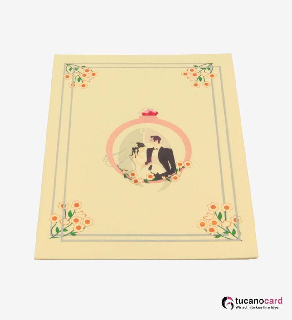 Pärchen unter Blumenkranz - Beige - 15 x 20 cm