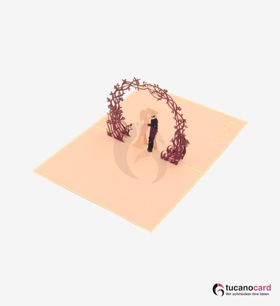 Pärchen unter lila Blumenkranz - Beige - 12 x 17 cm