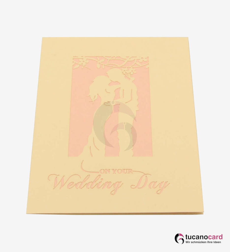 Pärchen unter lila Blumenkranz - Beige - 12 x 17 cm