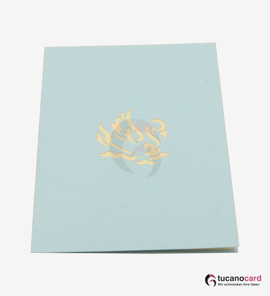 Pärchen auf Schwanboot - Blau - 12 x 17 cm