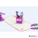 Katzenpaar in Box - Kartenfarbe Rot - 15 x 15 cm