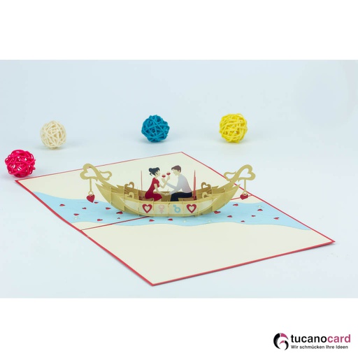 [1100018] Liebesgondel - Kartenfarbe Rot - 15 x 20 cm