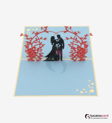 [1100019] Pärchen unter Blumenbogen - Kartenfarbe Beige - 12 x 17 cm